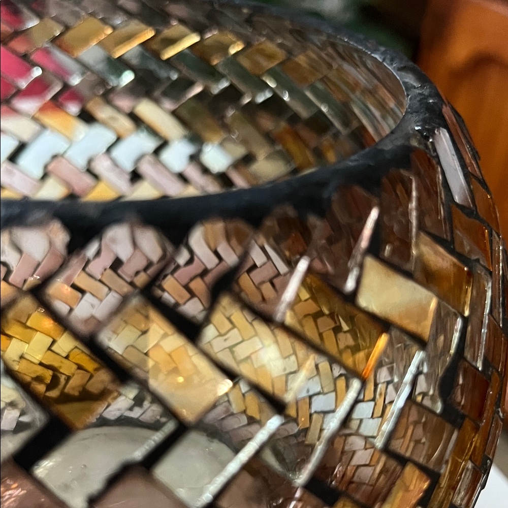 Mosaic Glass Candle Holder - Picture 2 of 4